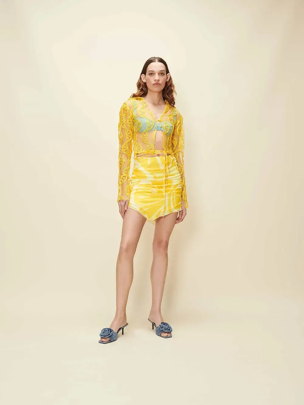 House of SunnyCasa Limon Applique Shirt in Limoncello Size AU 12 - Image 1