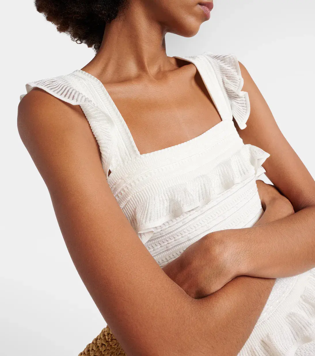 White Zimmermann Natura Ruffle Dress in Parchment Size 0 / AU 8 - Image 3