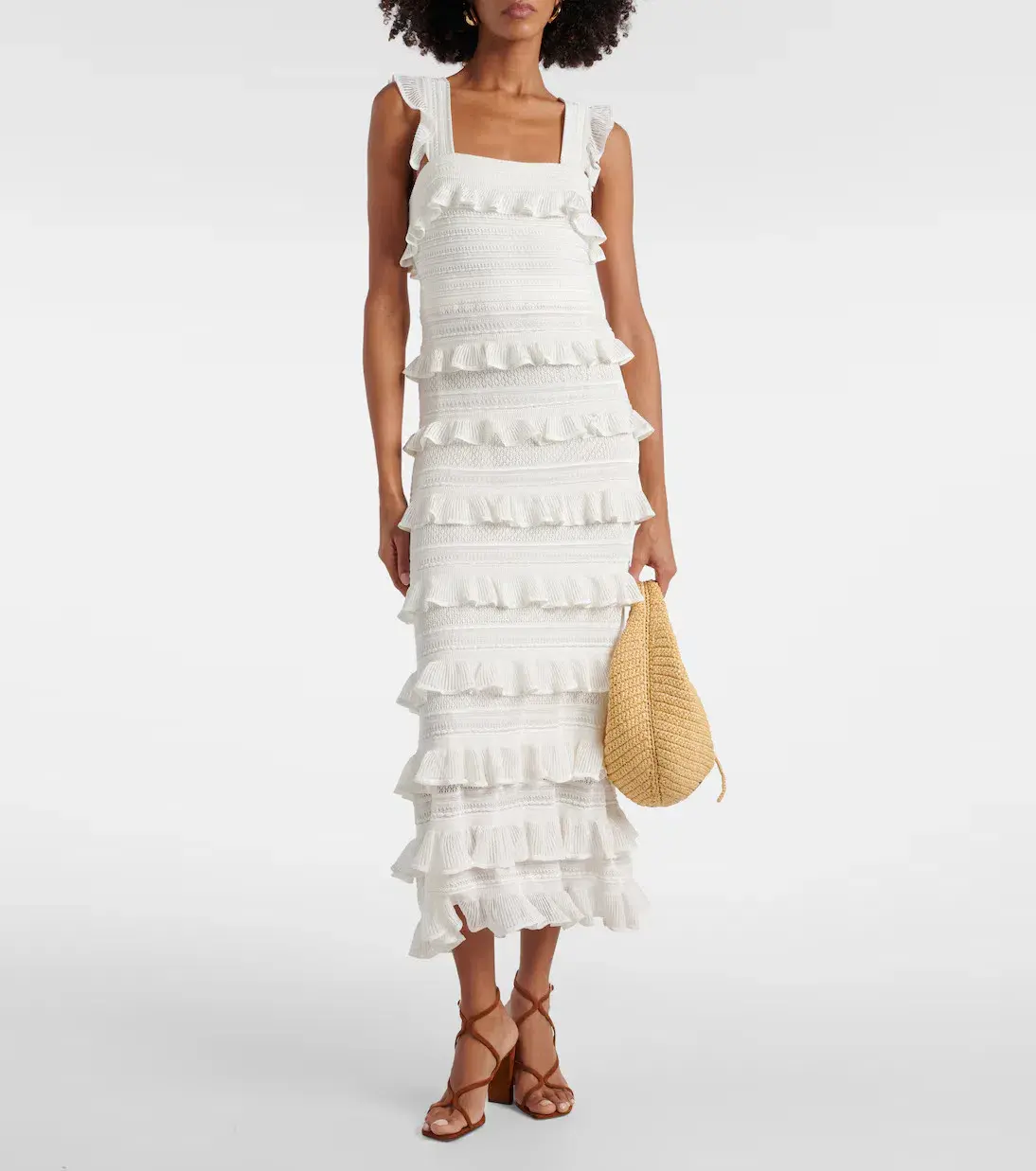 White Zimmermann Natura Ruffle Dress in Parchment Size 0 / AU 8 - Image 1