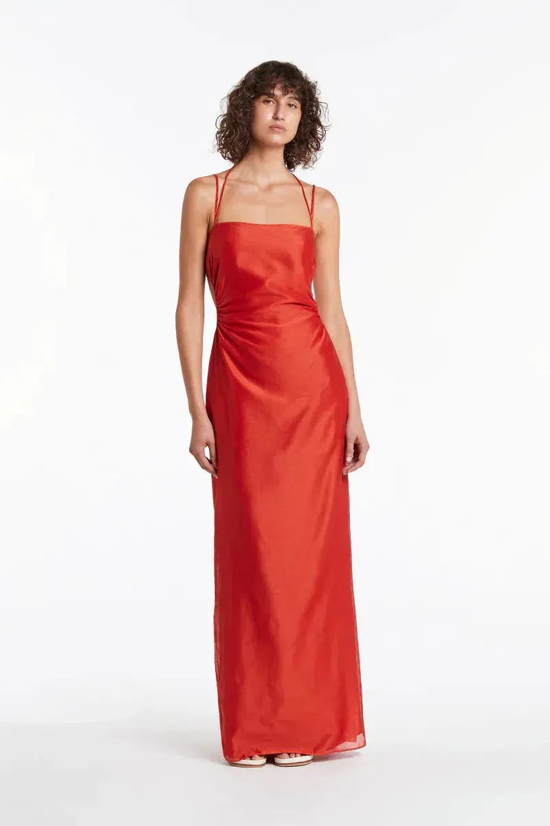 Sir The Label Lucelia Cut Out Midi Dress Red Size 10 - Image 1