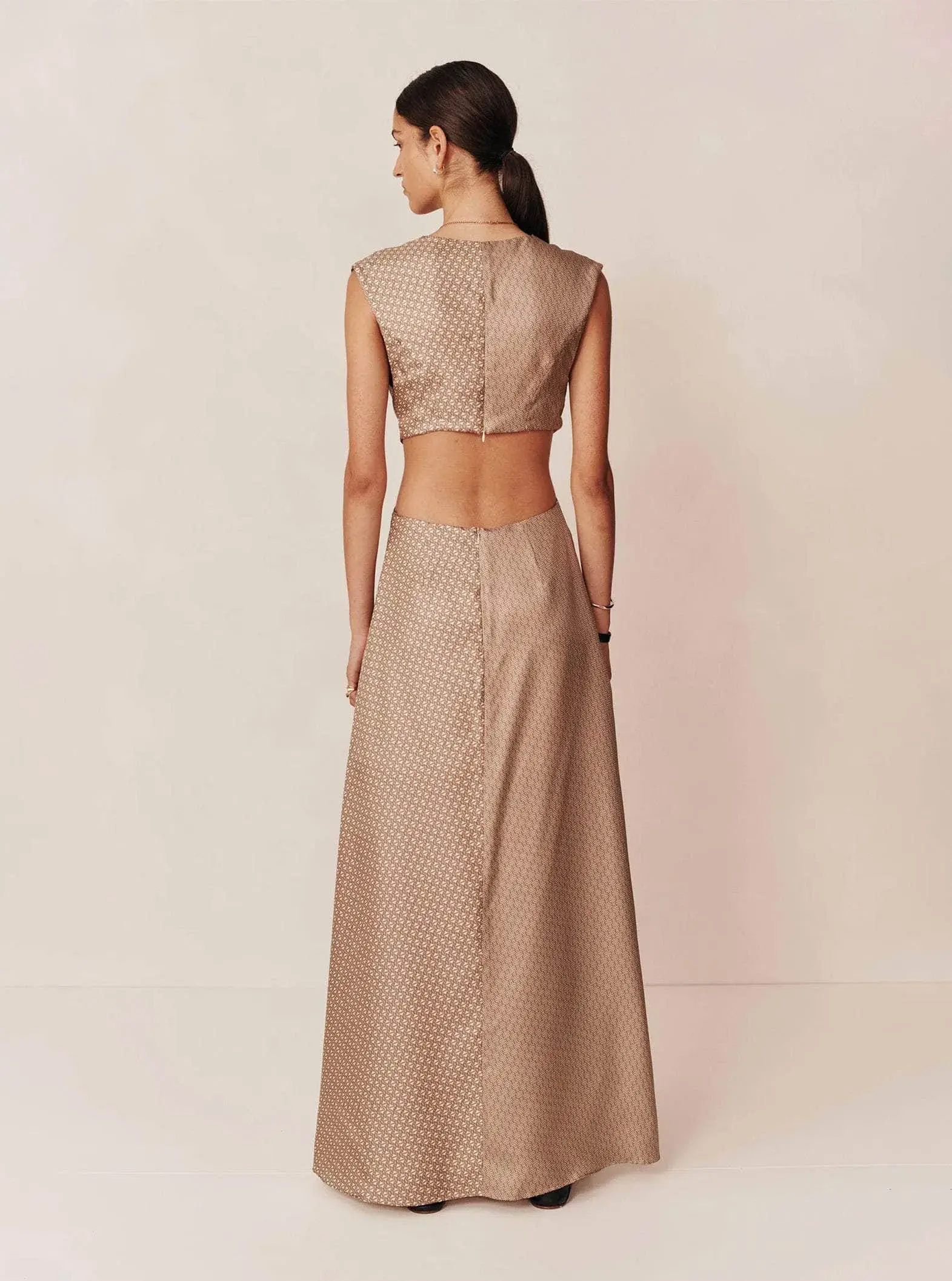 Esse Linka Twist Maxi Dress Brown Print Size 6 - Image 3
