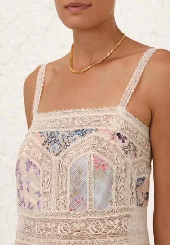Zimmermann Halliday Lace Trim Slip Dress in Spliced Size 0/ AU 8 - Image 6