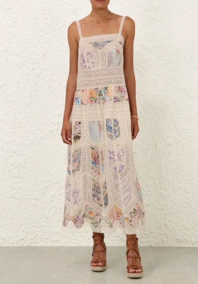 Zimmermann Halliday Lace Trim Slip Dress in Spliced Size 0/ AU 8 - Image 3