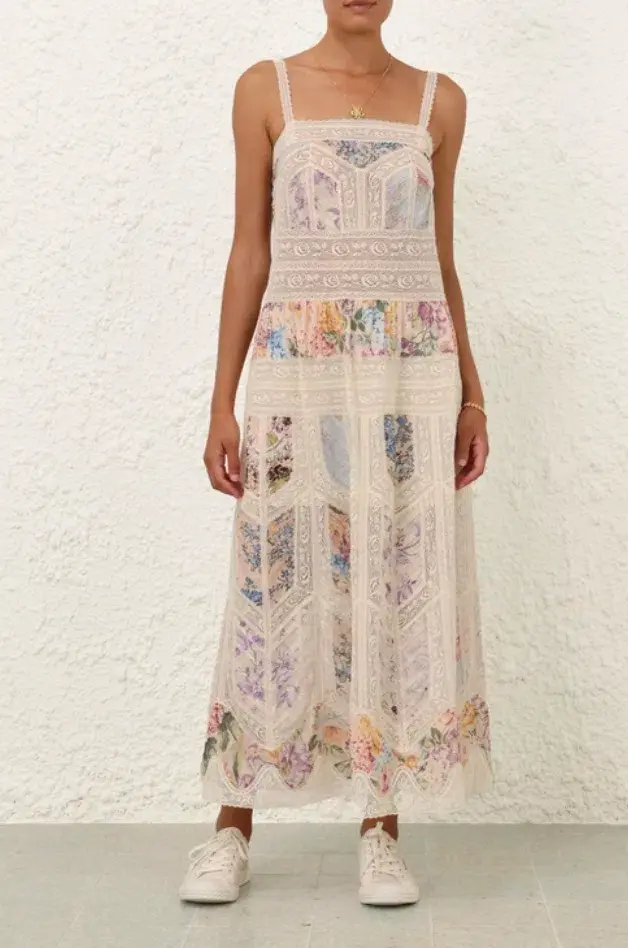 Zimmermann Halliday Lace Trim Slip Dress in Spliced Size 0/ AU 8 - Image 1