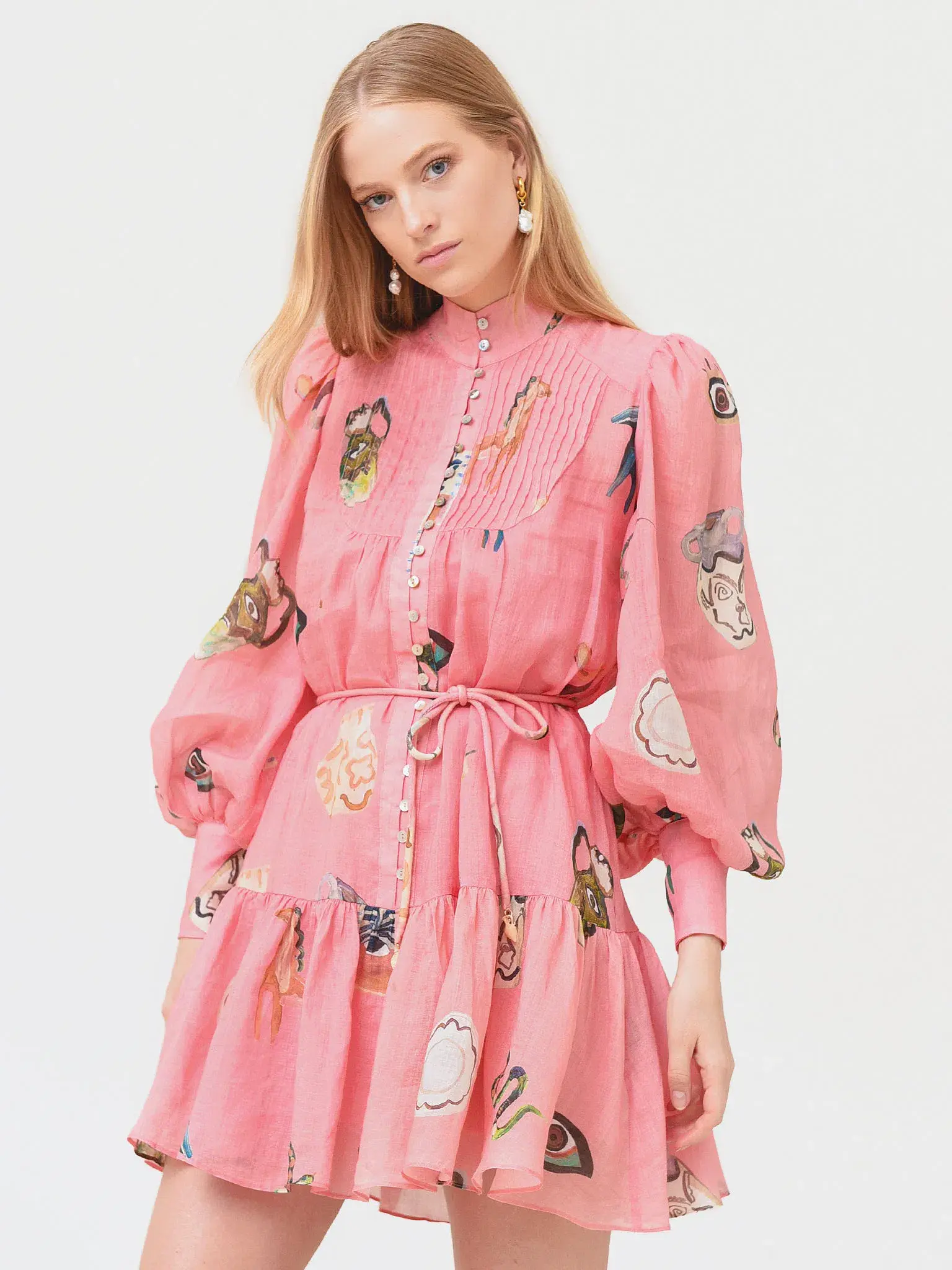 Alemais Cleo Mini Smock Dress Pink Size 8 - Image 3