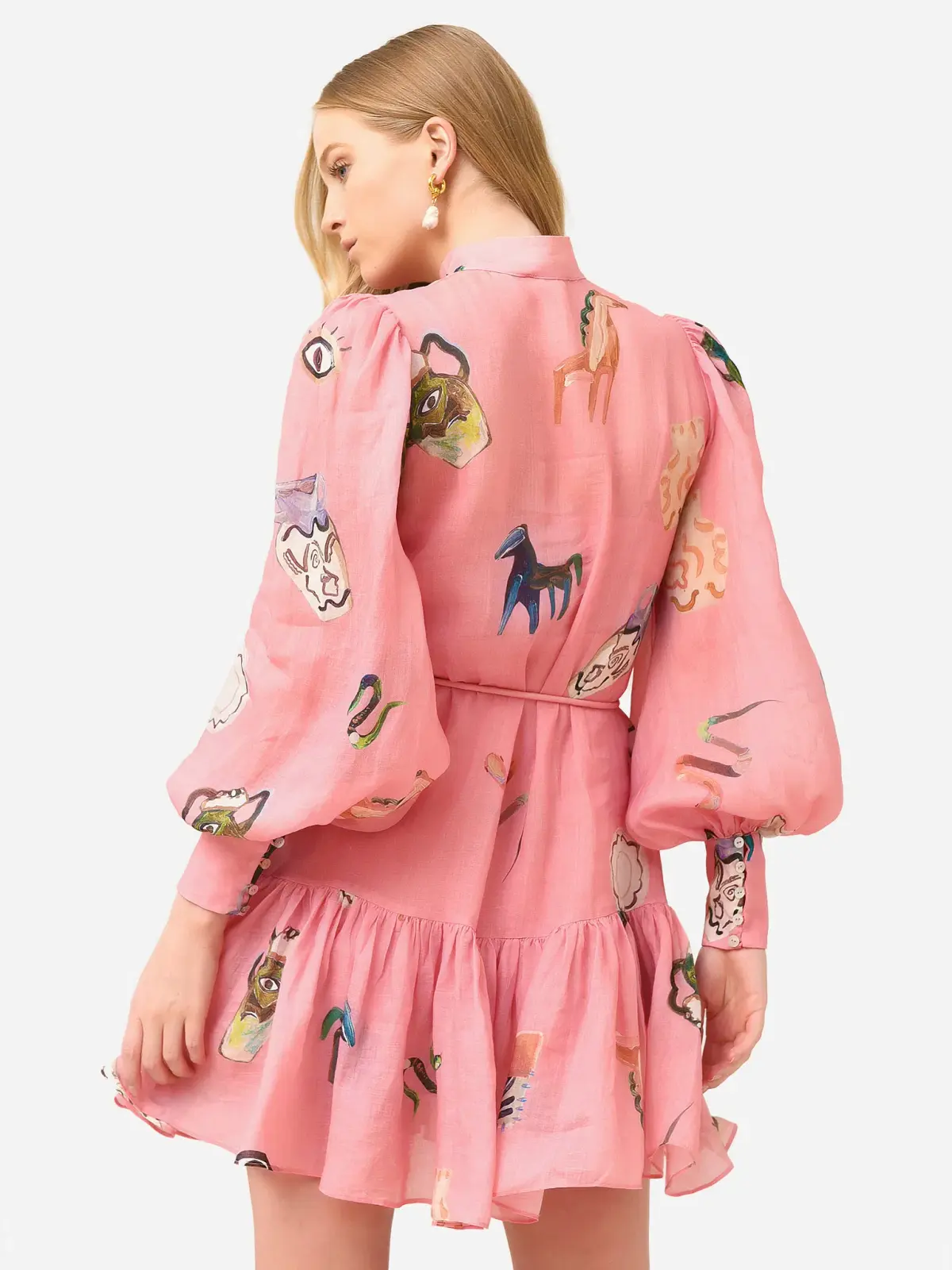 Alemais Cleo Mini Smock Dress Pink Size 8 - Image 4