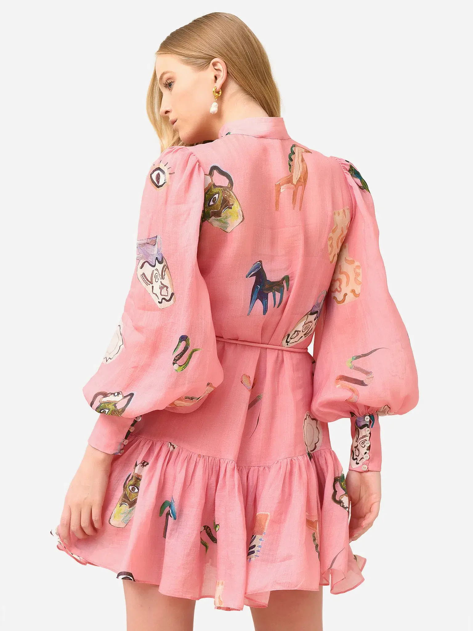 Alemais Cleo Mini Smock Dress Pink Size 8 - Image 4