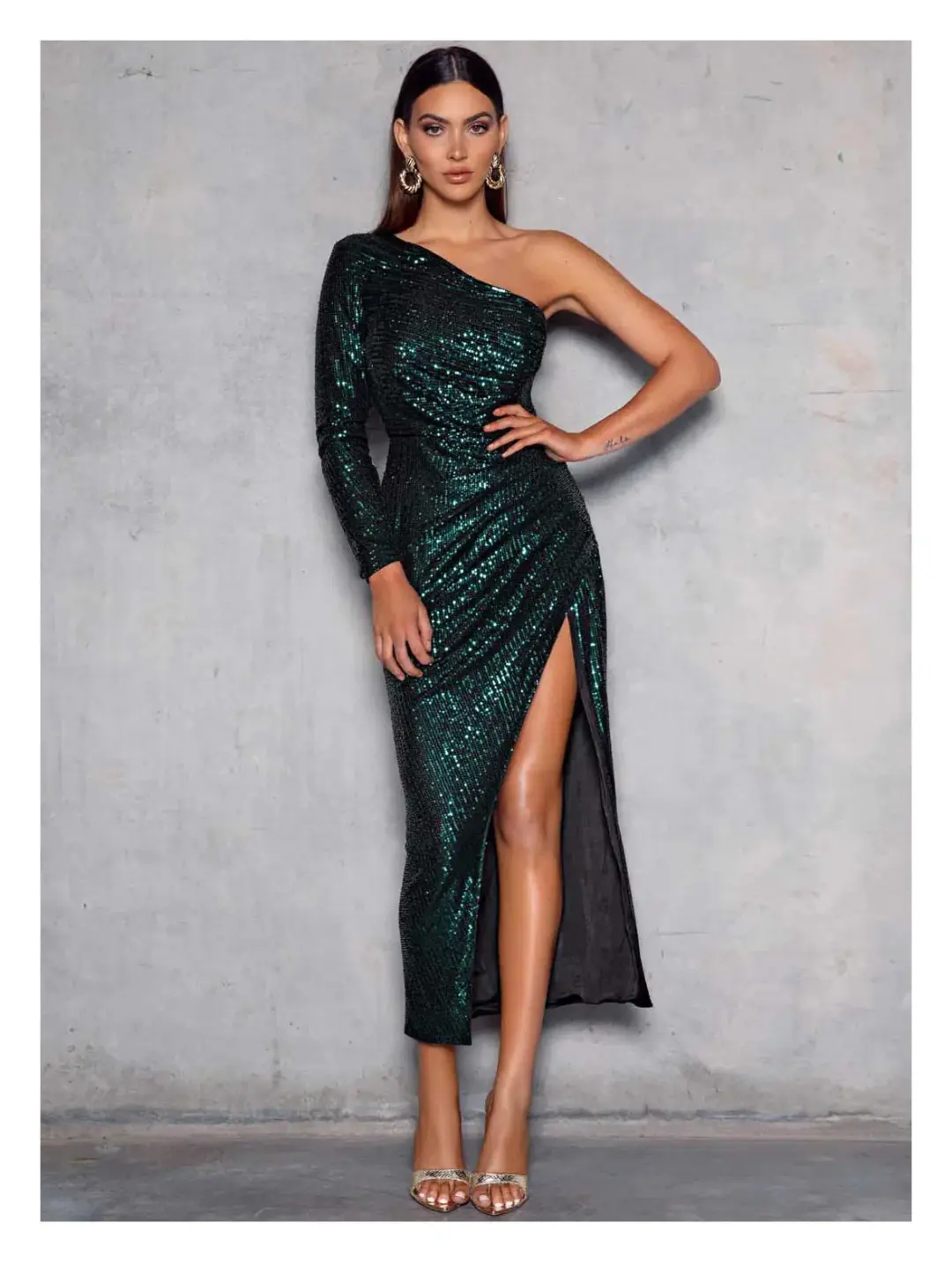Elle Zeitoune Opal Dress in Emerald Green Size 8 for rent on The Volte - main image