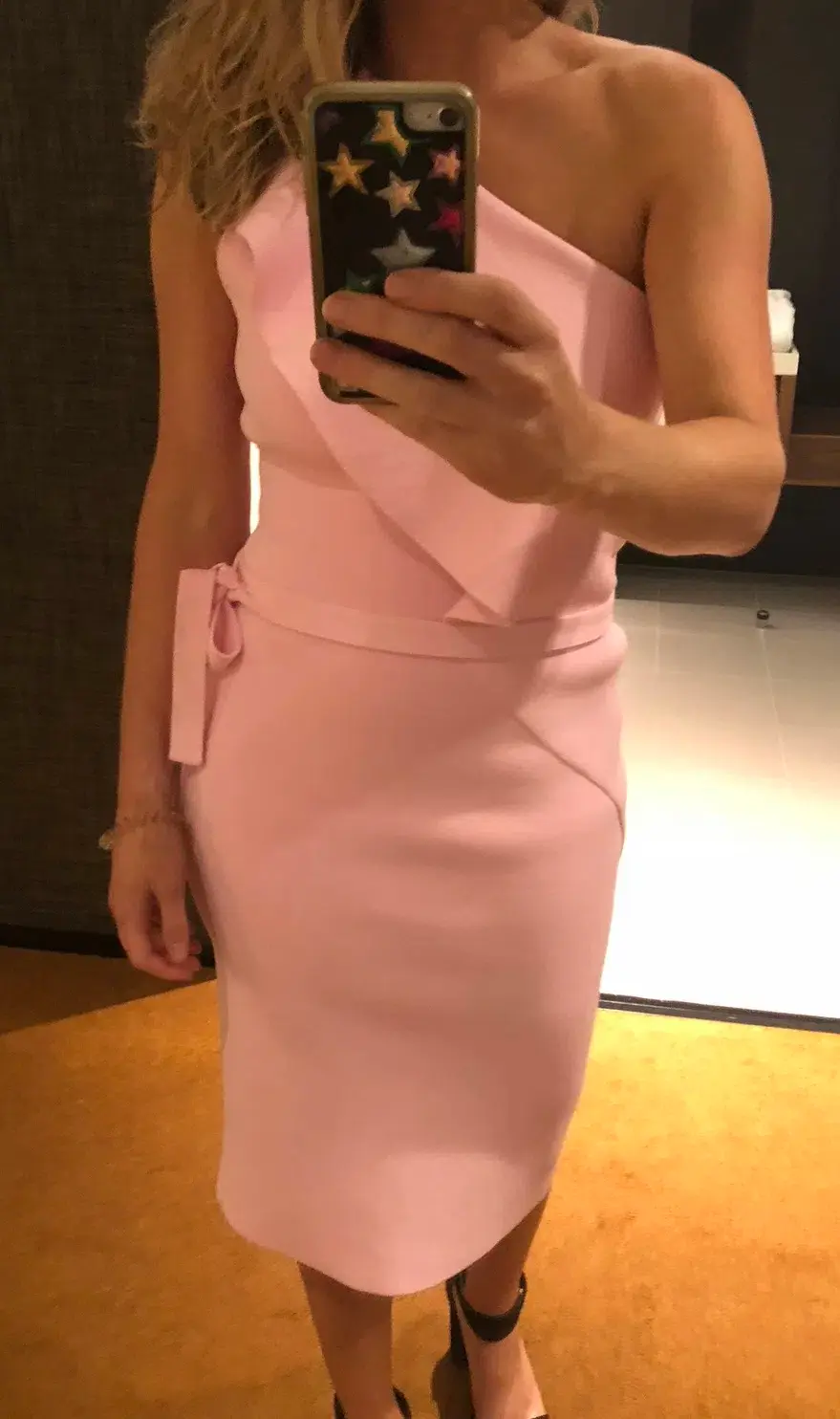 Scanlan Theodore Crepe Knit Ruffle Dress Pink Size 10 for rent on The Volte - main image