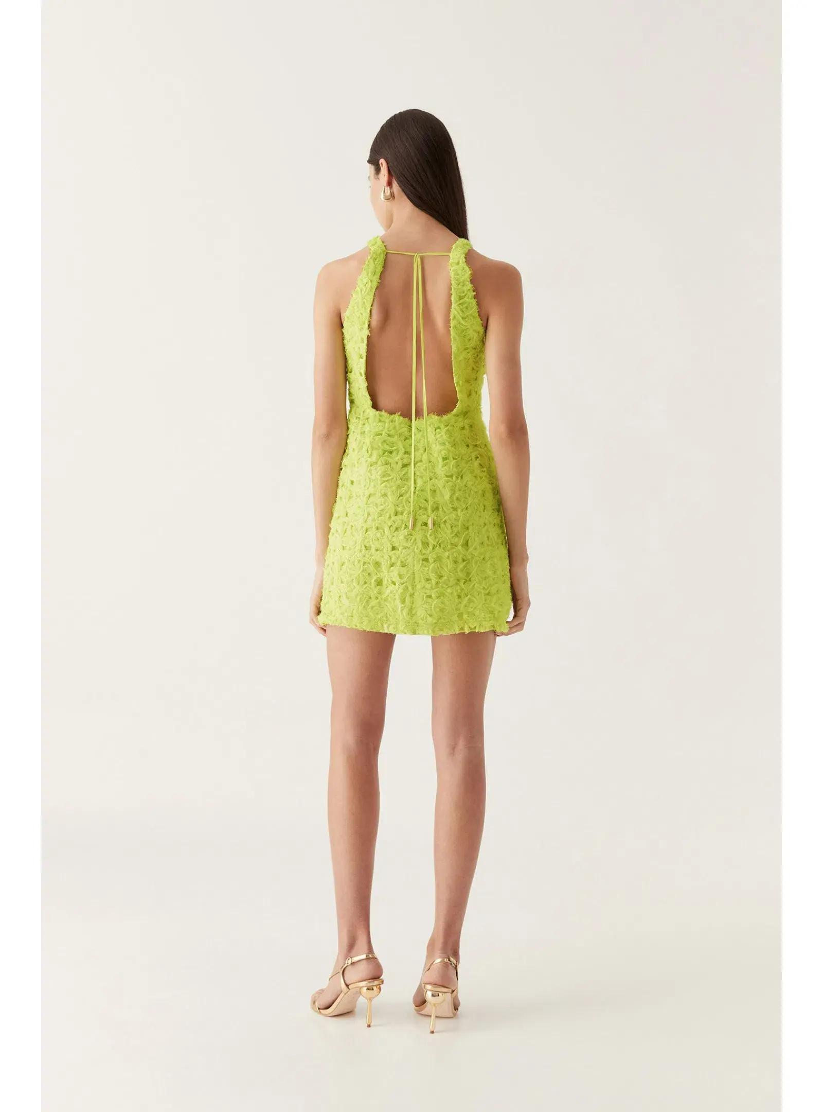 Aje Quintette Textured Mini Dress Light Lime Green Size AU 8  - Image 3