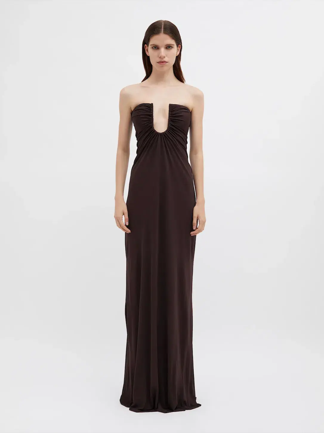 Christopher Esber Arced Palm Strapless Dress Brown Size 6 / AU 6-8  - Image 2