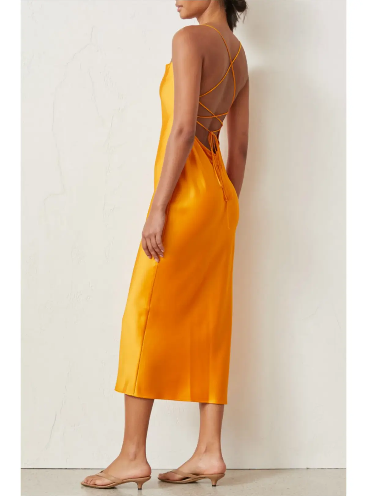 Bec & Bridge Seraphine Lace Up Midi Dress Orange Size AU 10 - Image 2