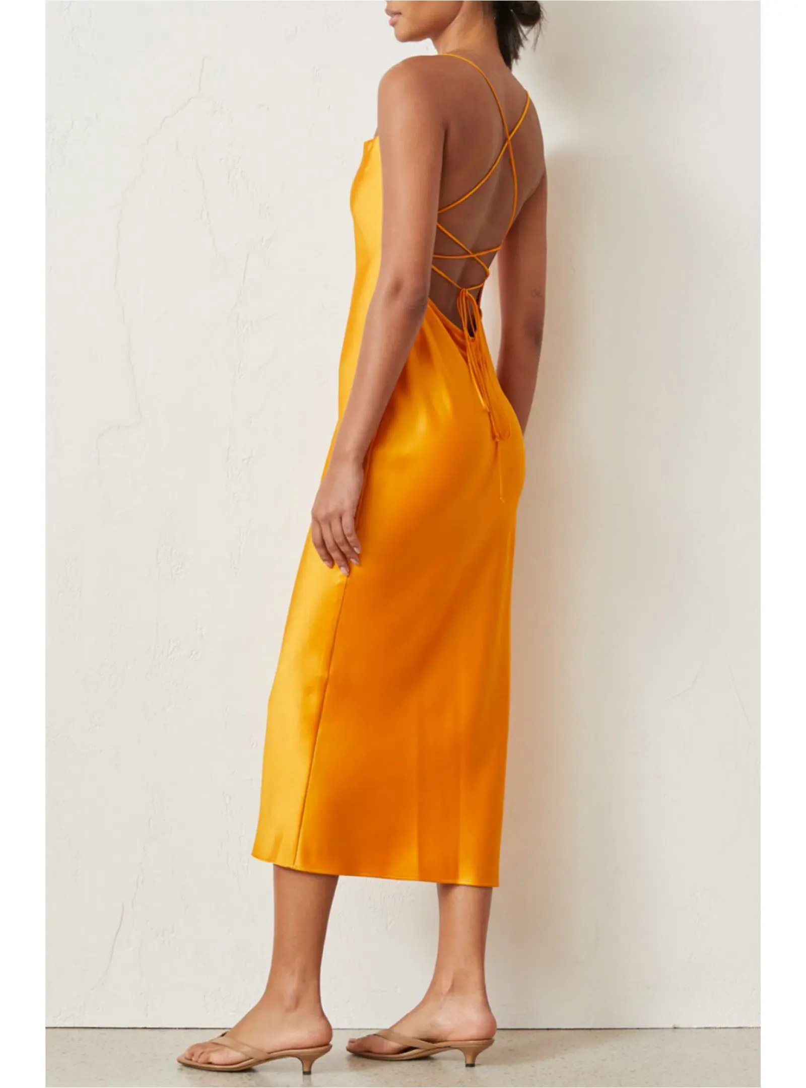 Bec & Bridge Seraphine Lace Up Midi Dress Orange Size AU 10 - Image 2