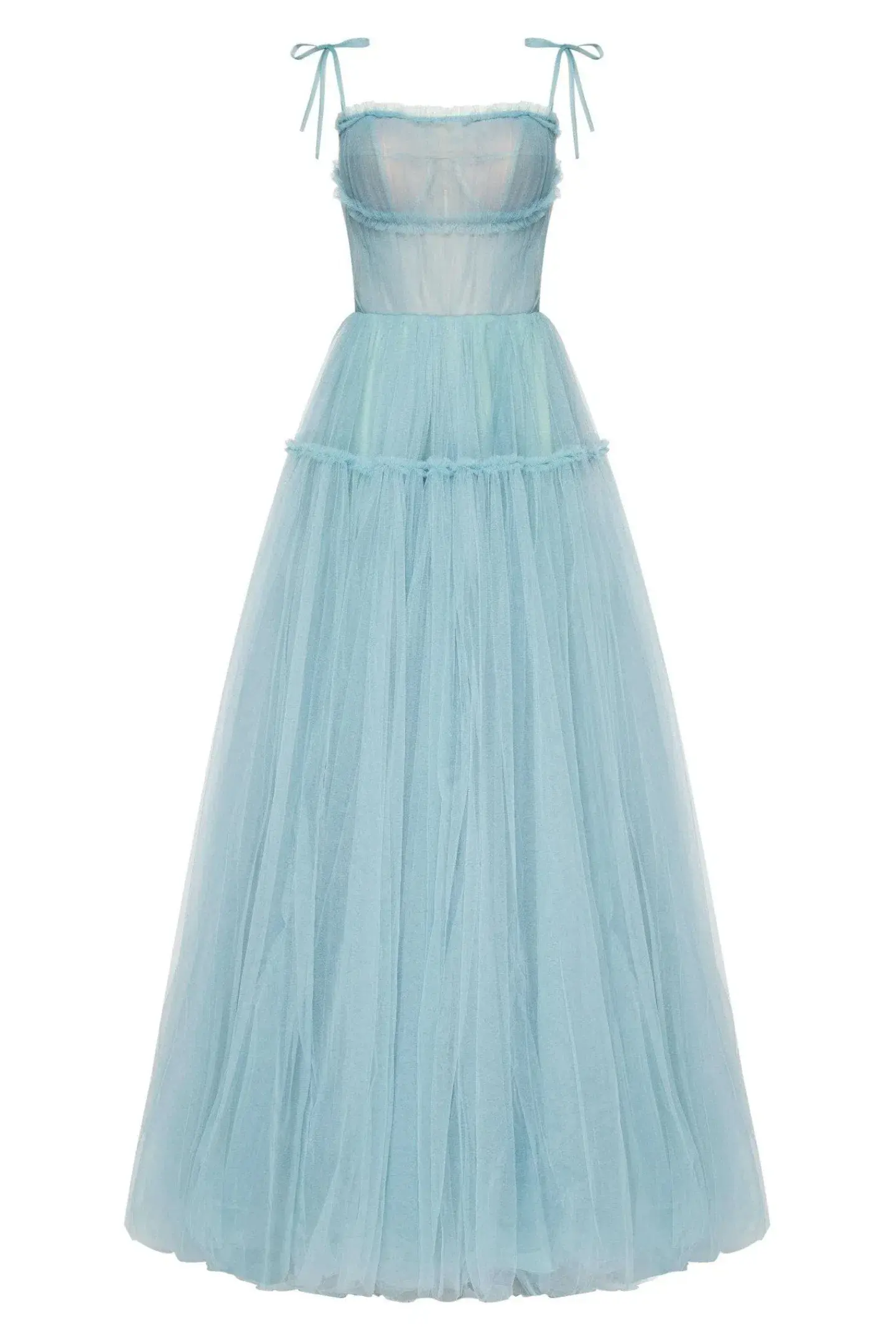 Milla Ocean Wave Tie-straps Tulle Prom Dress Blue Size M / AU 10 - Image 4