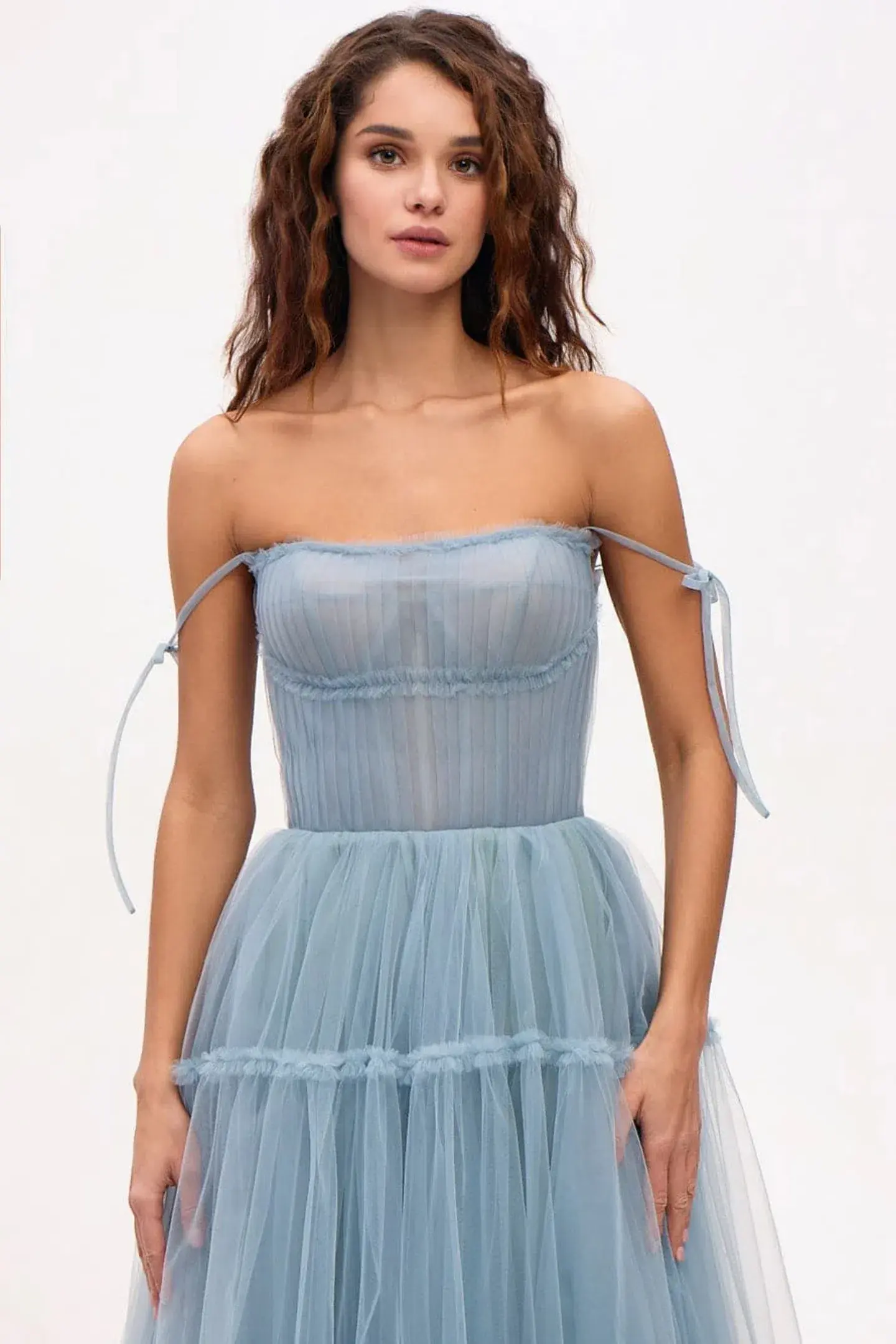 Milla Ocean Wave Tie-straps Tulle Prom Dress Blue Size M / AU 10 - Image 3