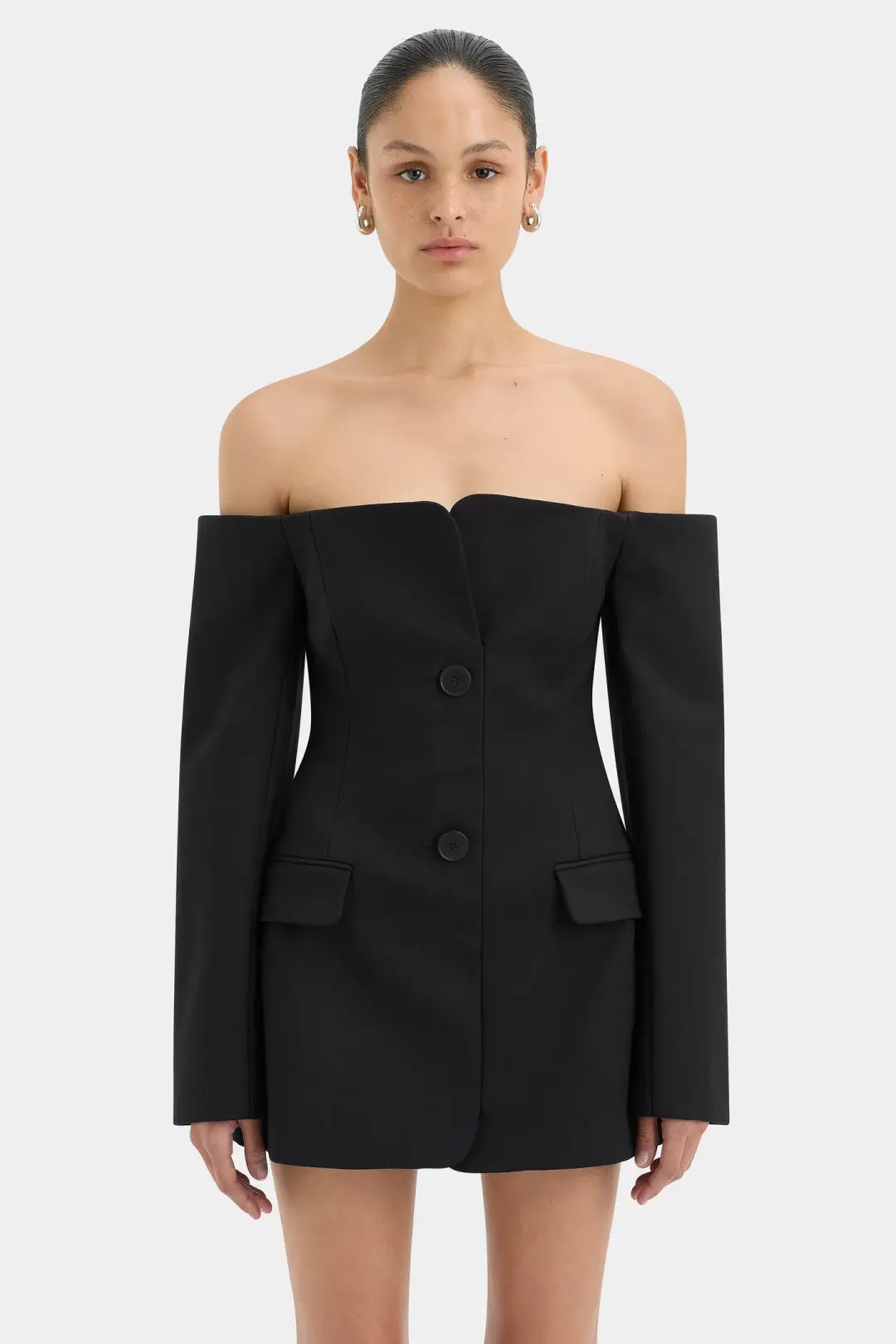 Sir the Label Sandrine Tailored Mini Dress in Black Size 6 for rent on The Volte - main image