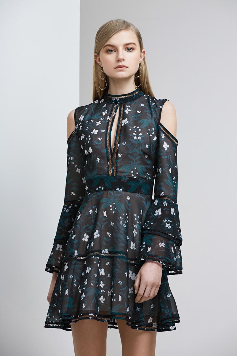 Keepsake the Label Night Dance Mini Dress Black Floral Size 6 - Image 2