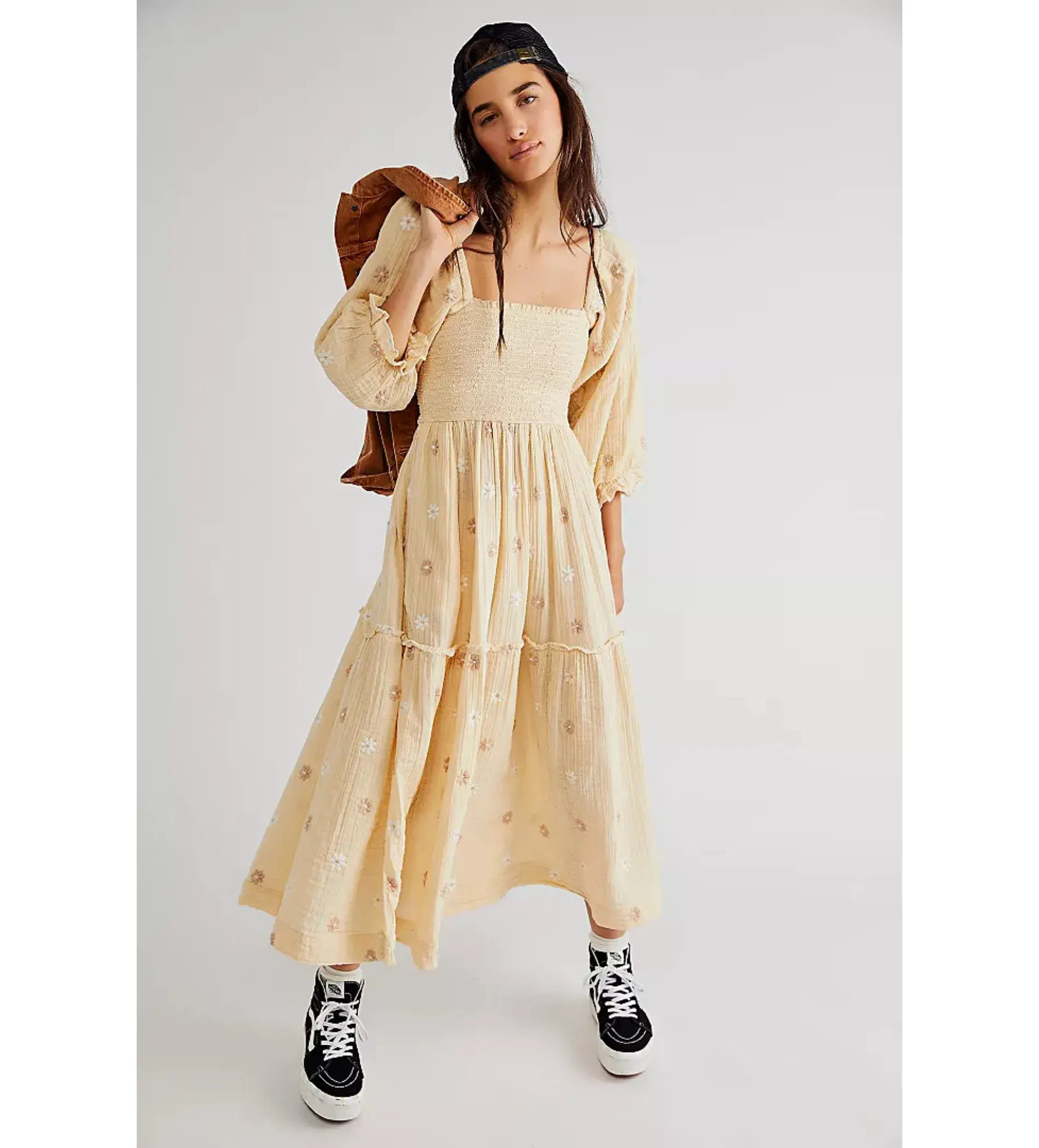 Free People  Dahlia Embroidered Maxi Dress Pearl Island Size 14 - Image 1