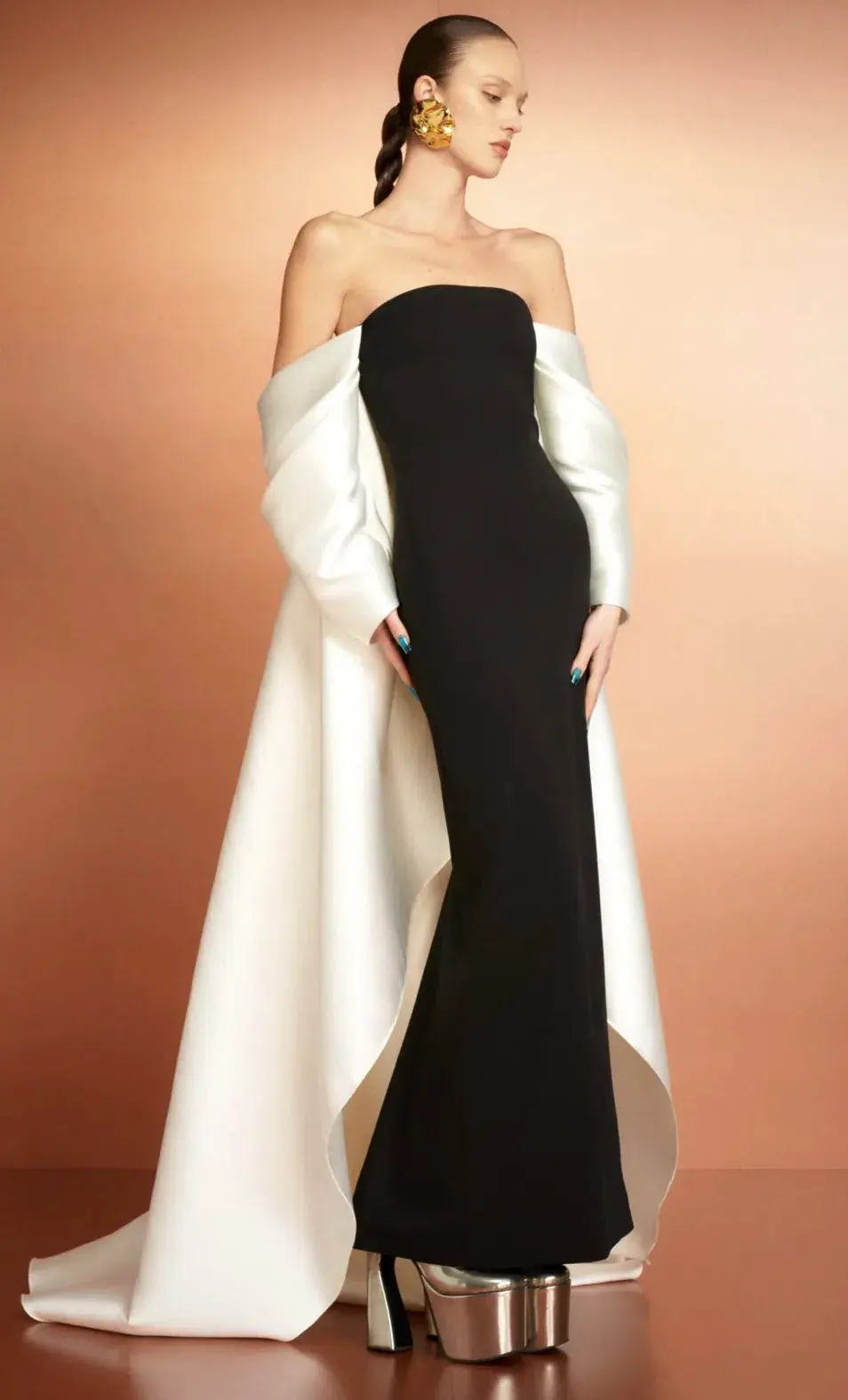 Solace London The Kyla Maxi Dress in Black and Cream Size 16 - Image 1