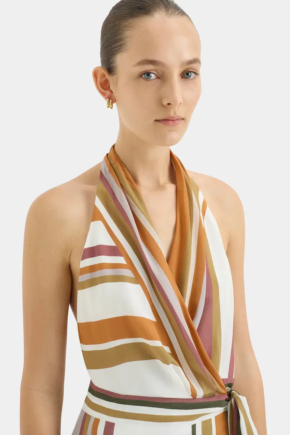 Sir the Label Caprera Wrap Halter Mini Dress Milazzo Stripe Print Size 1 / AU 6-8 - Image 7