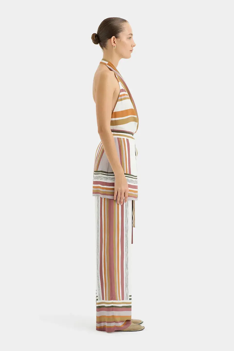 Sir the Label Caprera Wrap Halter Mini Dress Milazzo Stripe Print Size 1 / AU 6-8 - Image 10