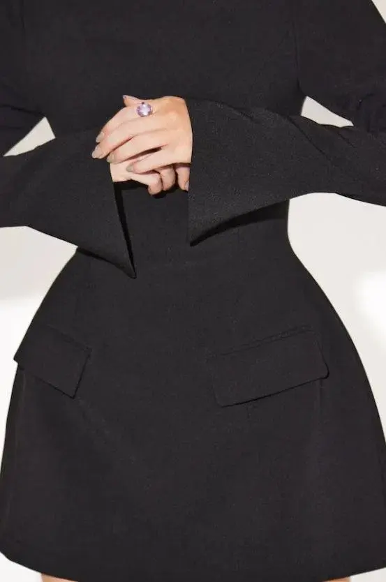 Odd Muse Ultimate Split Sleeve Mini Dress Black Size XS (AU 6) for rent on The Volte - main image