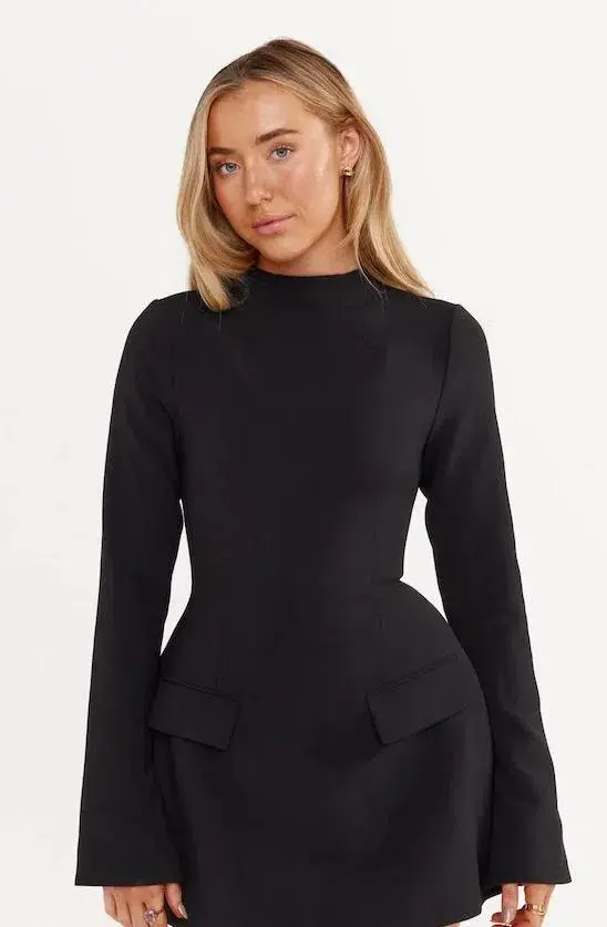Odd Muse Ultimate Split Sleeve Mini Dress Black Size S (AU 8) - Image 2