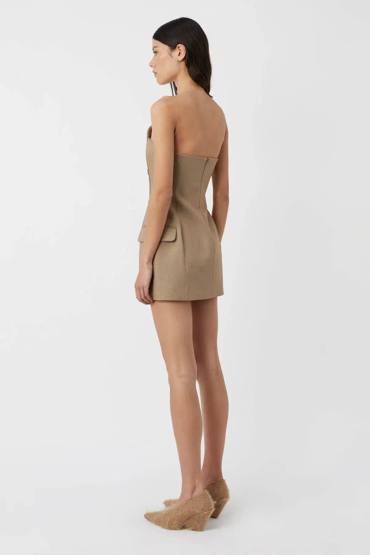 Camilla and Marc Asteria Mini Dress & Coat Set in Tan Brown Size 8 - Image 3