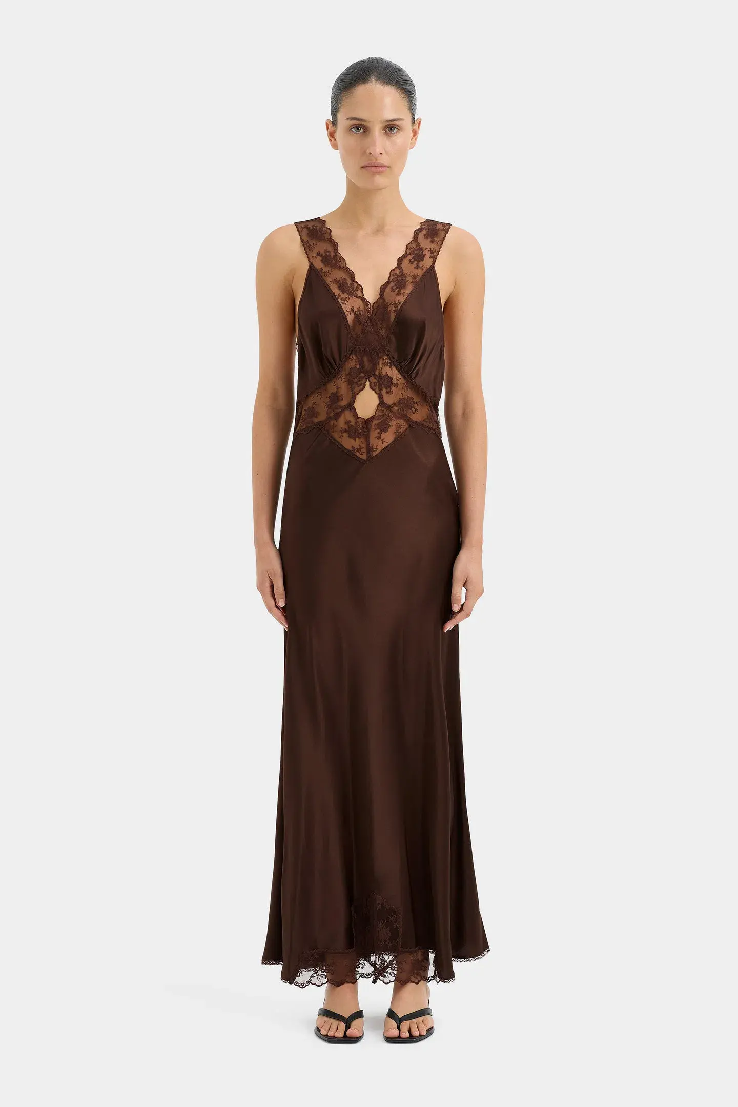 Sir the Label Aries Cut Out Gown Chocolate Brown Size 0 / AU 6 - Image 1