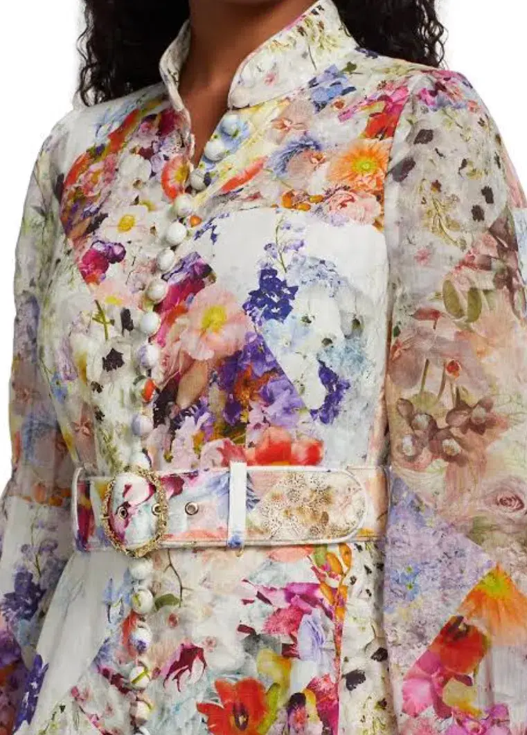 Zimmermann Prima Belted Mini Dress Patchwork Floral Size 3 / AU 14 - Image 2