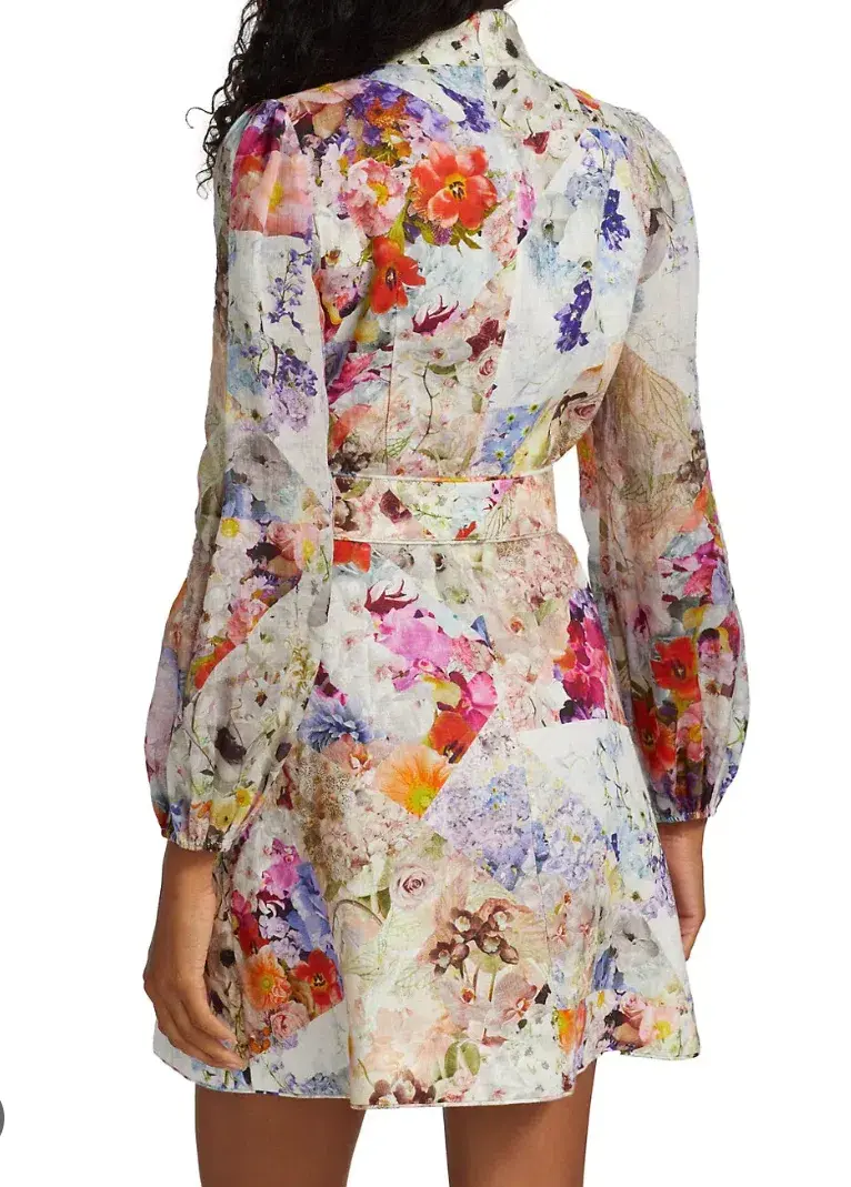 Zimmermann Prima Belted Mini Dress Patchwork Floral Size 3 / AU 14 - Image 3