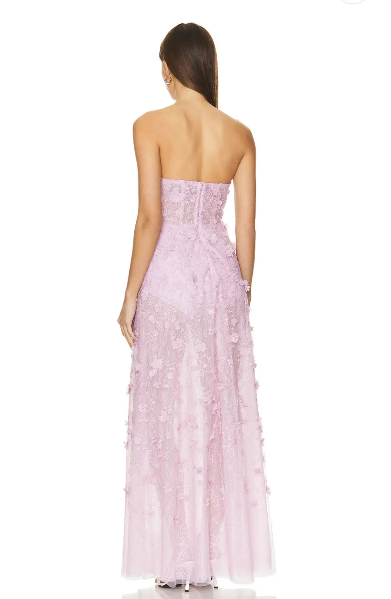 BCBGMAXAZRIA Poppy Strapless Floral Applique Gown Lilac Size 8 - Image 2