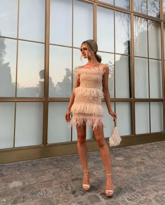 Rachel Gilbert Frenchy Mini Dress in Nude Size 6 - Image 1