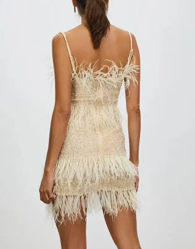 Rachel Gilbert Frenchy Mini Dress in Nude Size 6 - Image 3