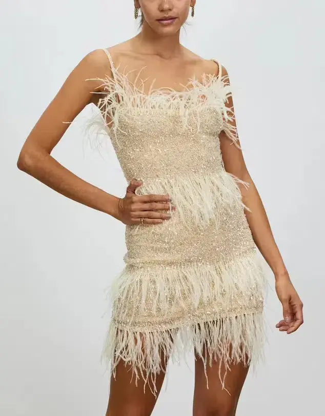 Rachel Gilbert Frenchy Mini Dress in Nude Size 6 - Image 2