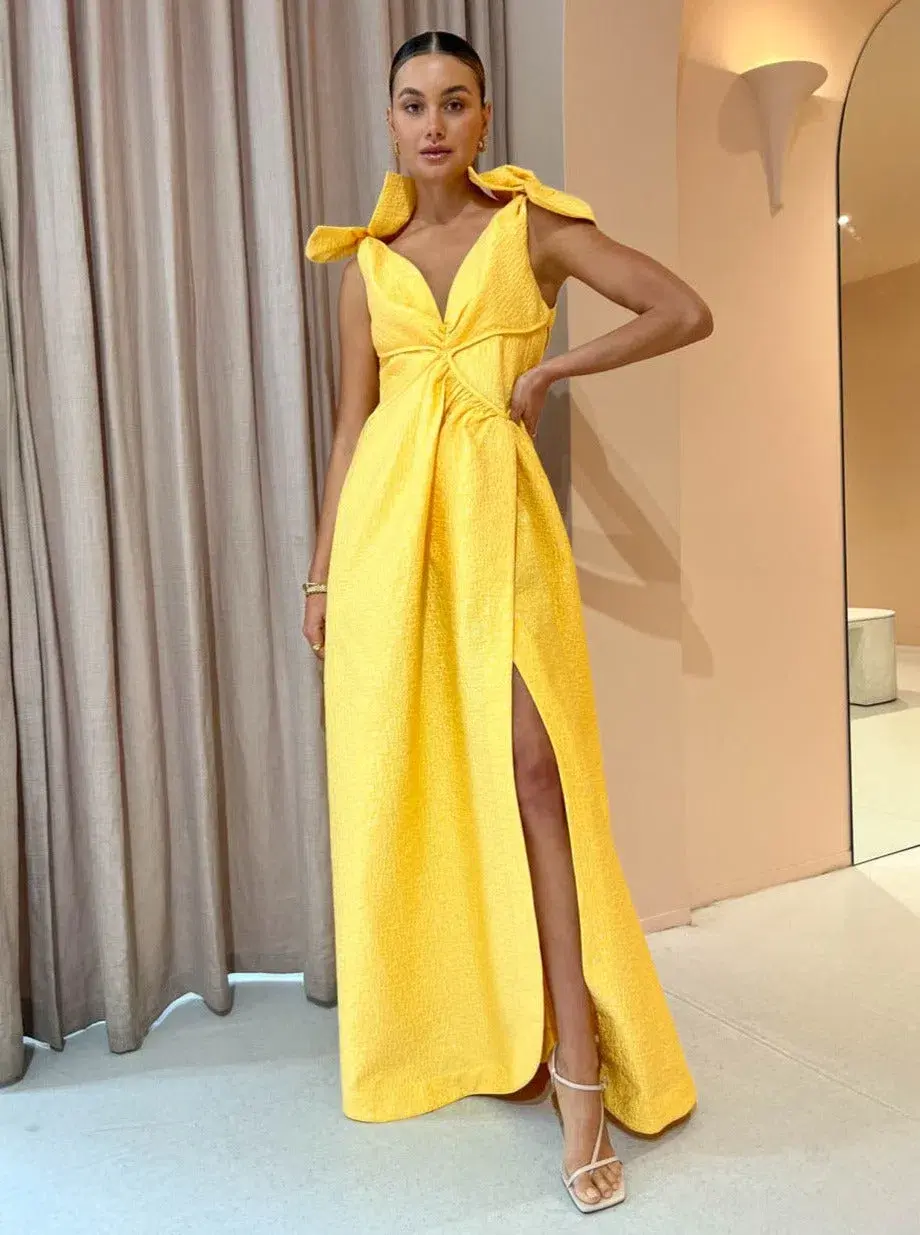 Rachel Gilbert Emiliano Gown in Lemondrop Size 10 - Image 1