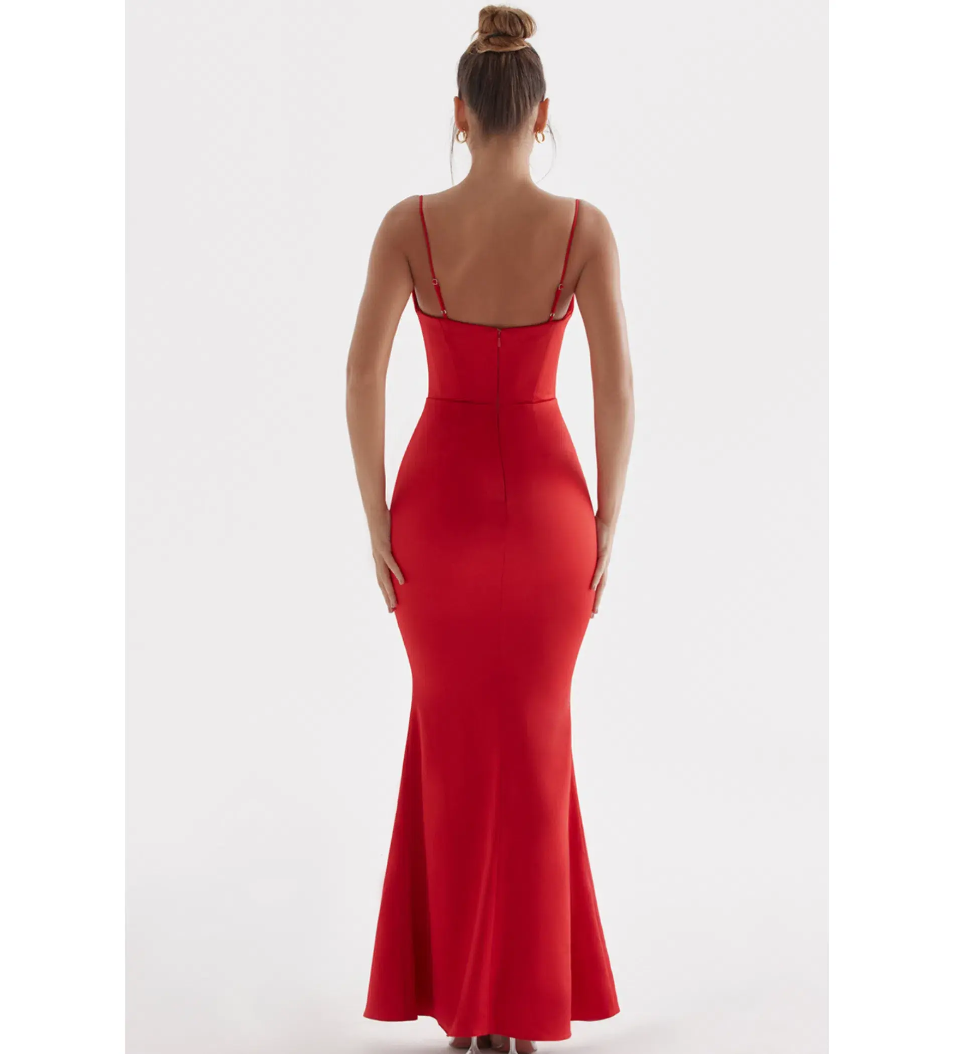 House of CB Olivette Red Rose Satin Corset Maxi Dress Red Size 12 - Image 2