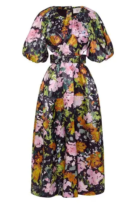 Aje Mimosa Cutout Midi Dress Midnight Floral Size 8 - Image 3