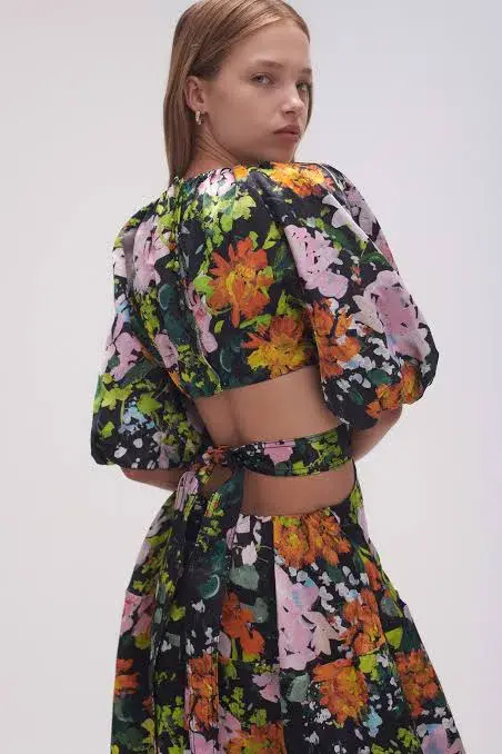 Aje Mimosa Cutout Midi Dress Midnight Floral Size 8 - Image 2