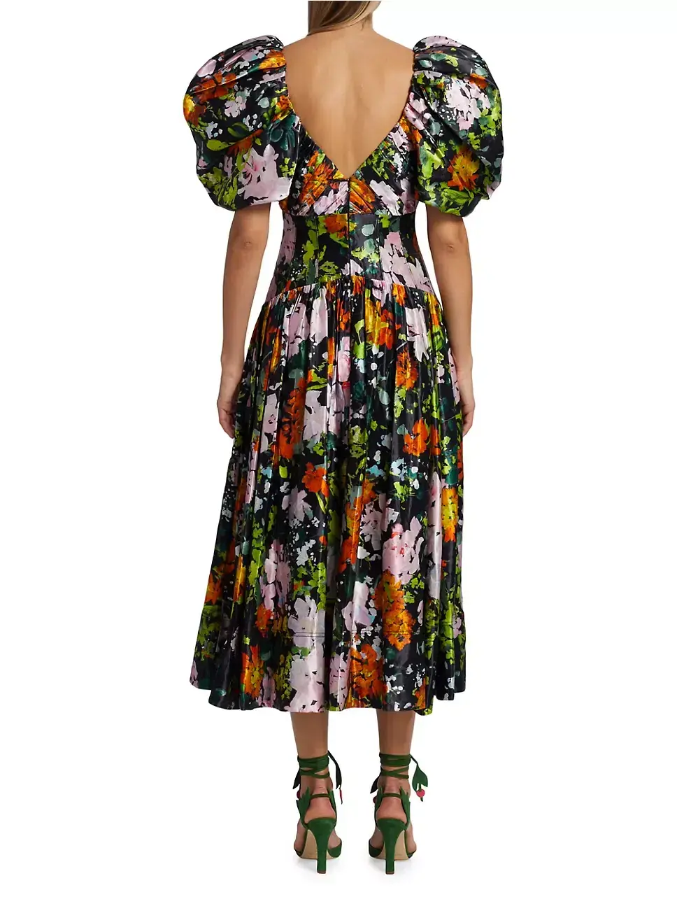 Aje Gabrielle Plunge Midi Dress Midnight Floral Size 8 - Image 3