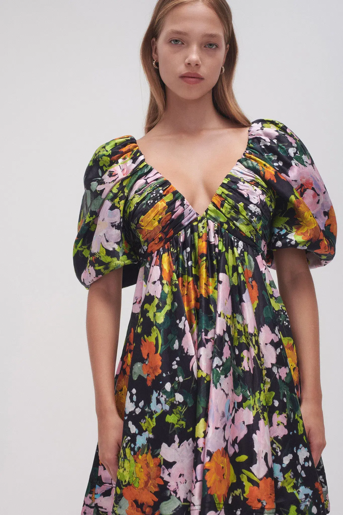 Aje Gabrielle Plunge Mini Dress Midnight Floral Size 8 - Image 2