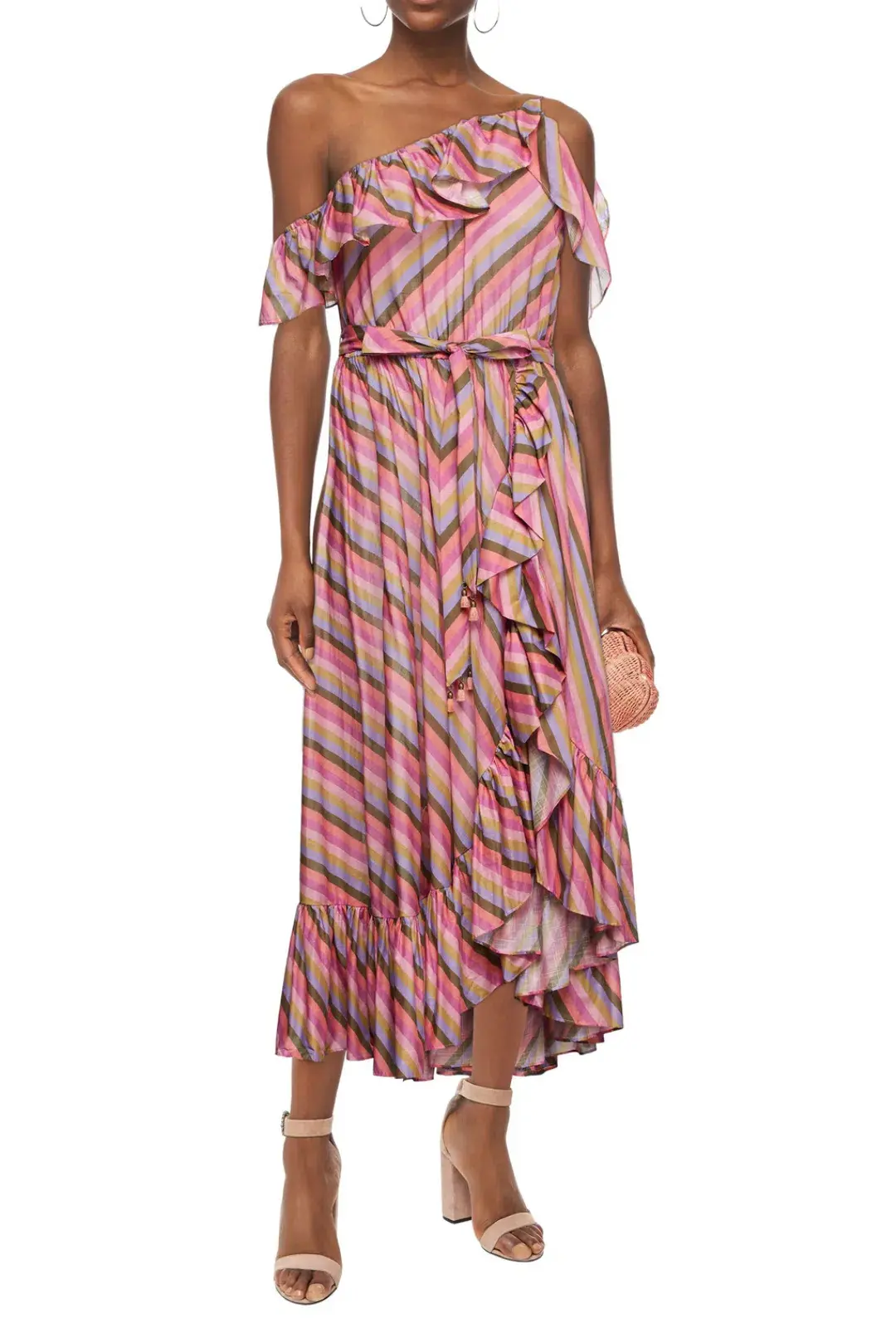 Zimmermann Poppy Asymmetric Frill Dress Multi Size 3/Au 14 for rent on The Volte - main image