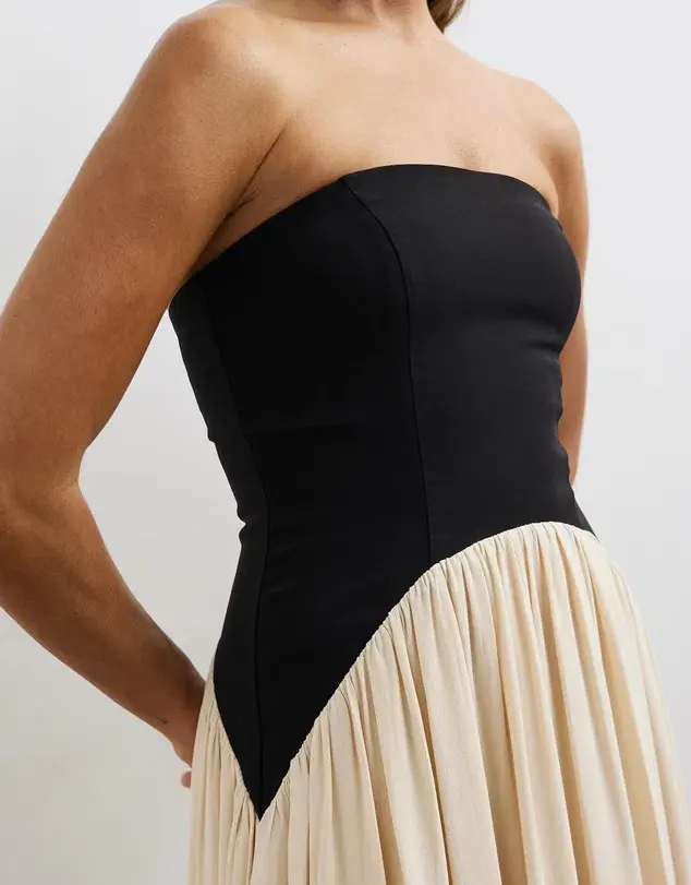 Minima Esenciales Karis Drop Waist Maxi Dress in Black/Cream Size AU 12 - Image 2