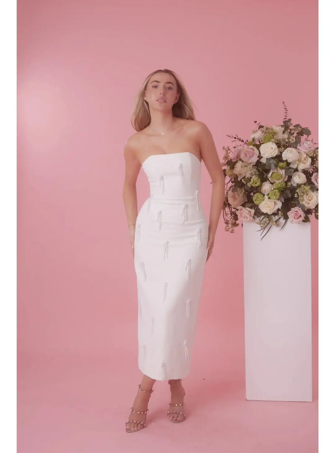 Odd Muse The Ultimate Muse Embellished Midi Dress White Size AU 8 for rent on The Volte - main image