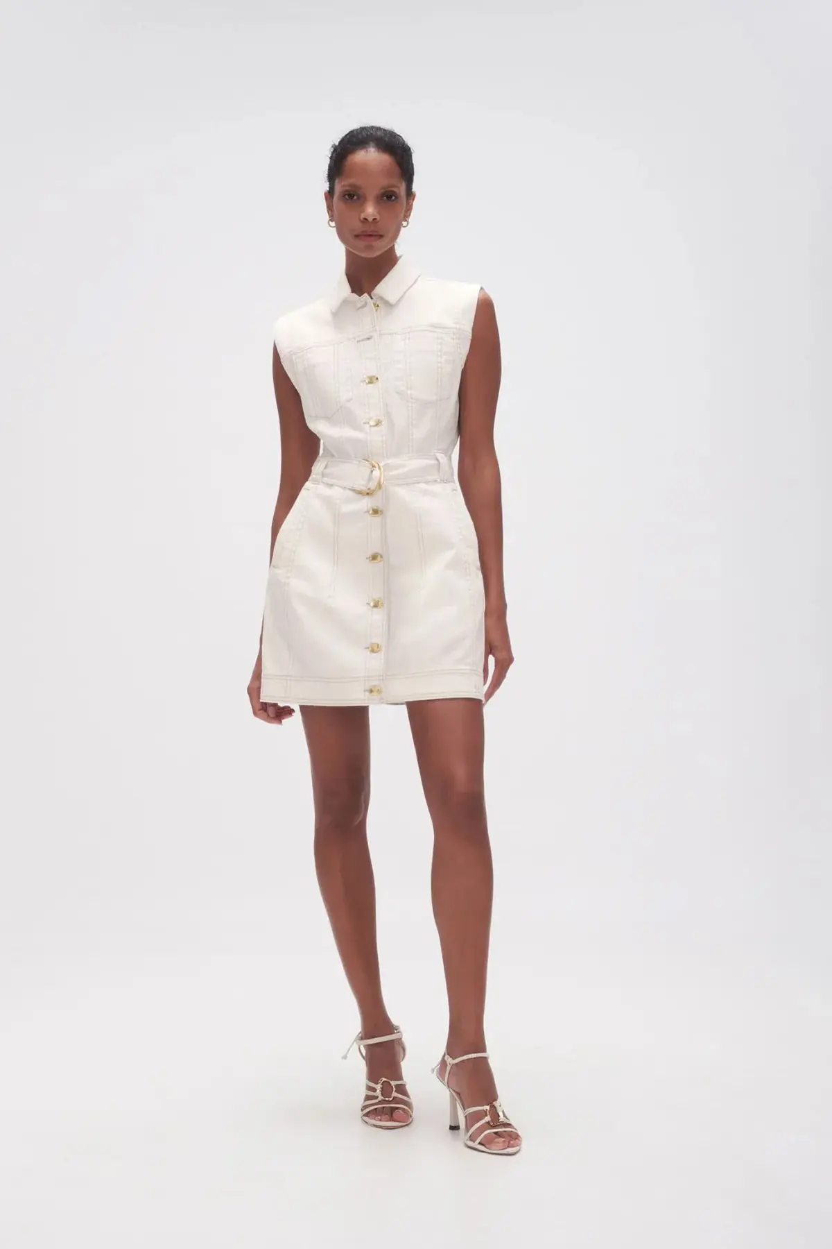 Aje Darcie Denim Mini Dress White Size XS / AU 6 - Image 1