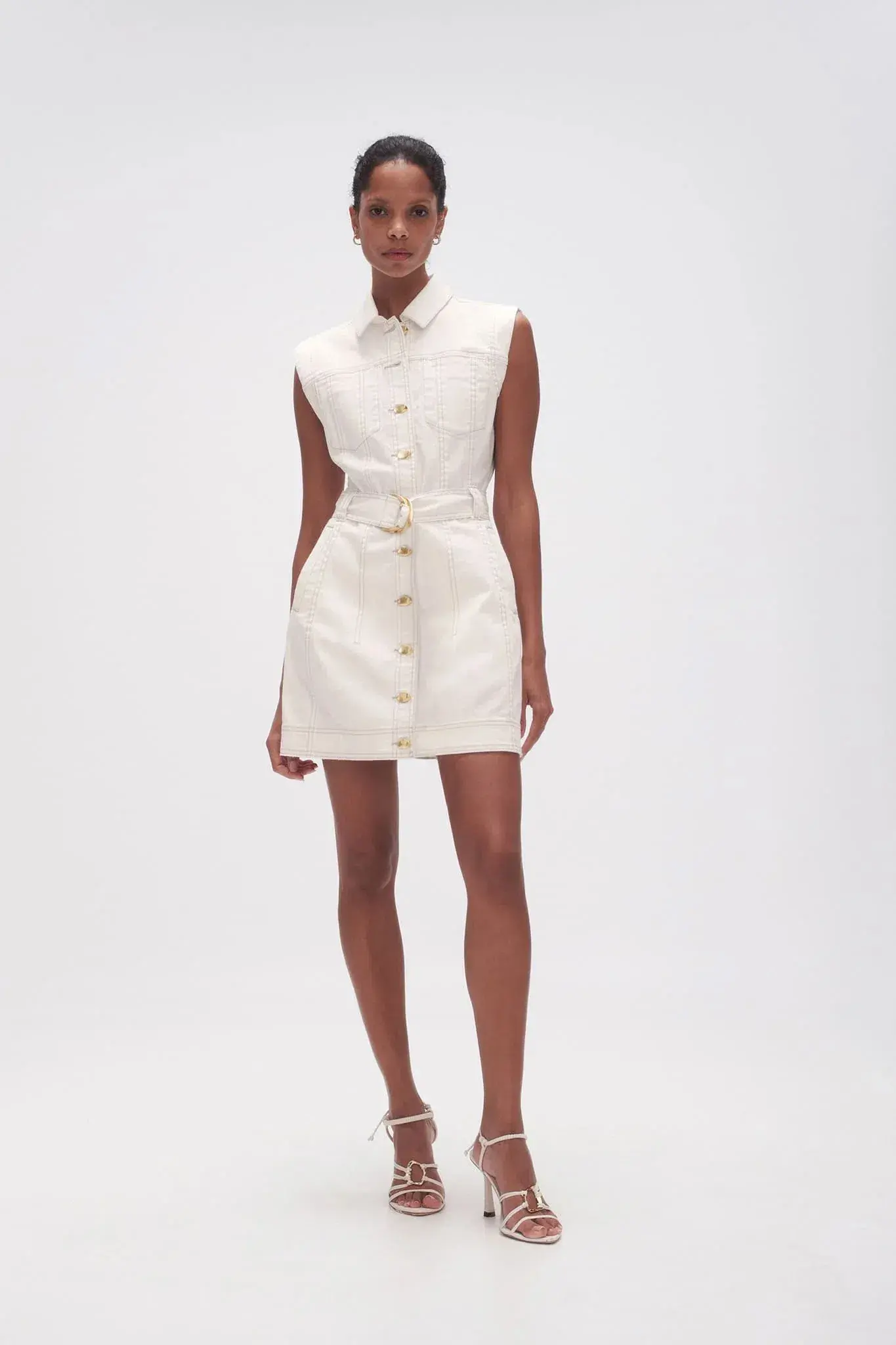 Aje Darcie Denim Mini Dress White Size XS / AU 6 - Image 1