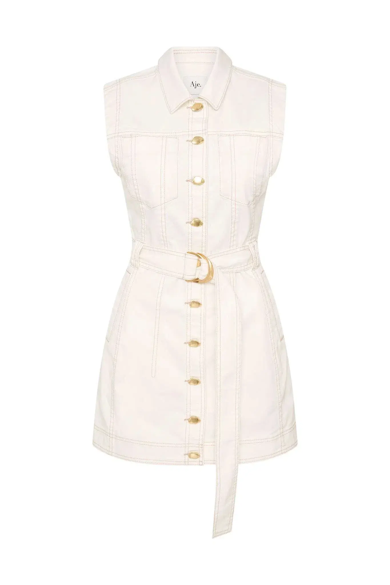Aje Darcie Denim Mini Dress White Size XS / AU 6 - Image 5