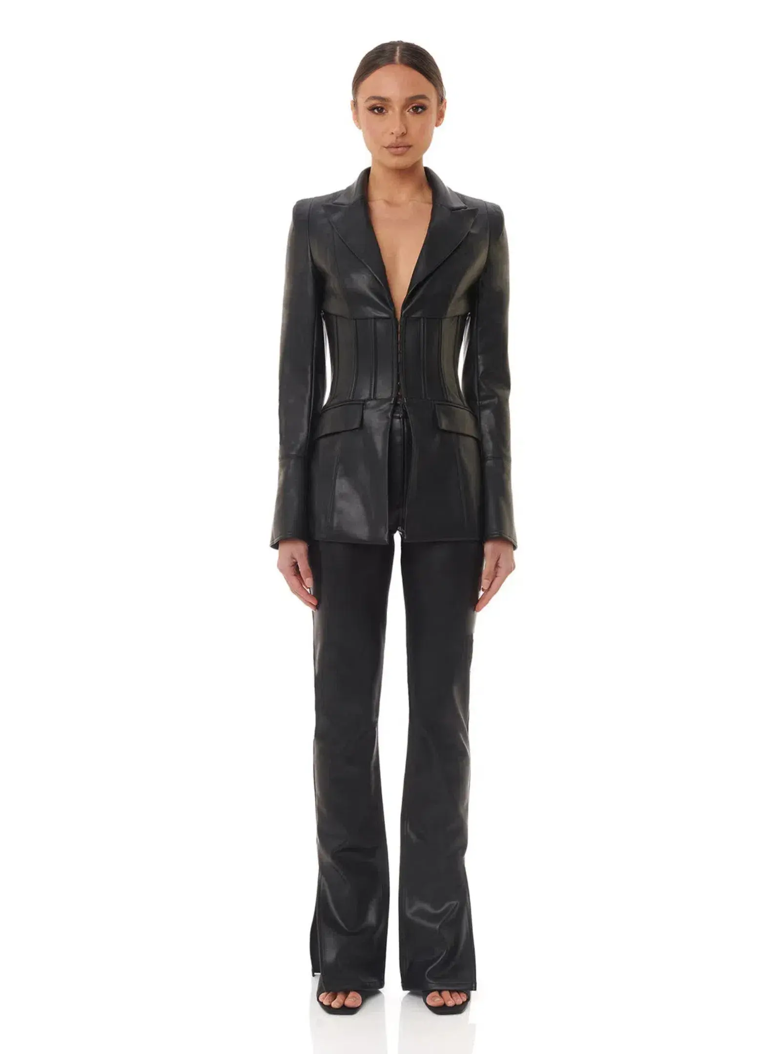 Eliya The Label Kirstin Vegan Leather Blazer Black Size XS / AU 6 - Image 1