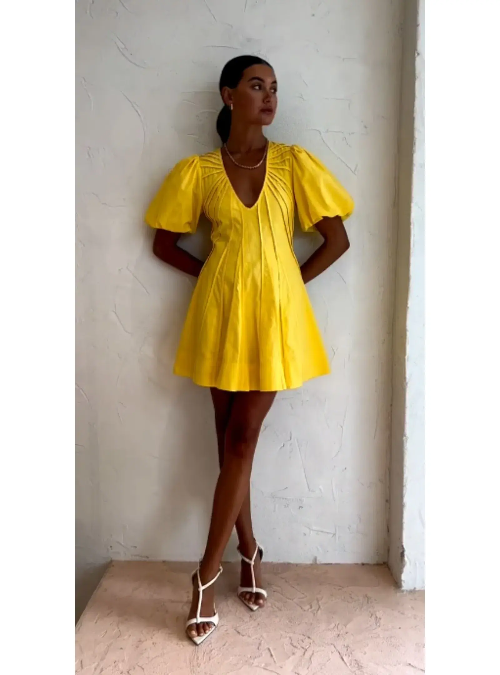 By Nicola Pineapple Mini Dress in Yellow Size AU 8 - Image 1