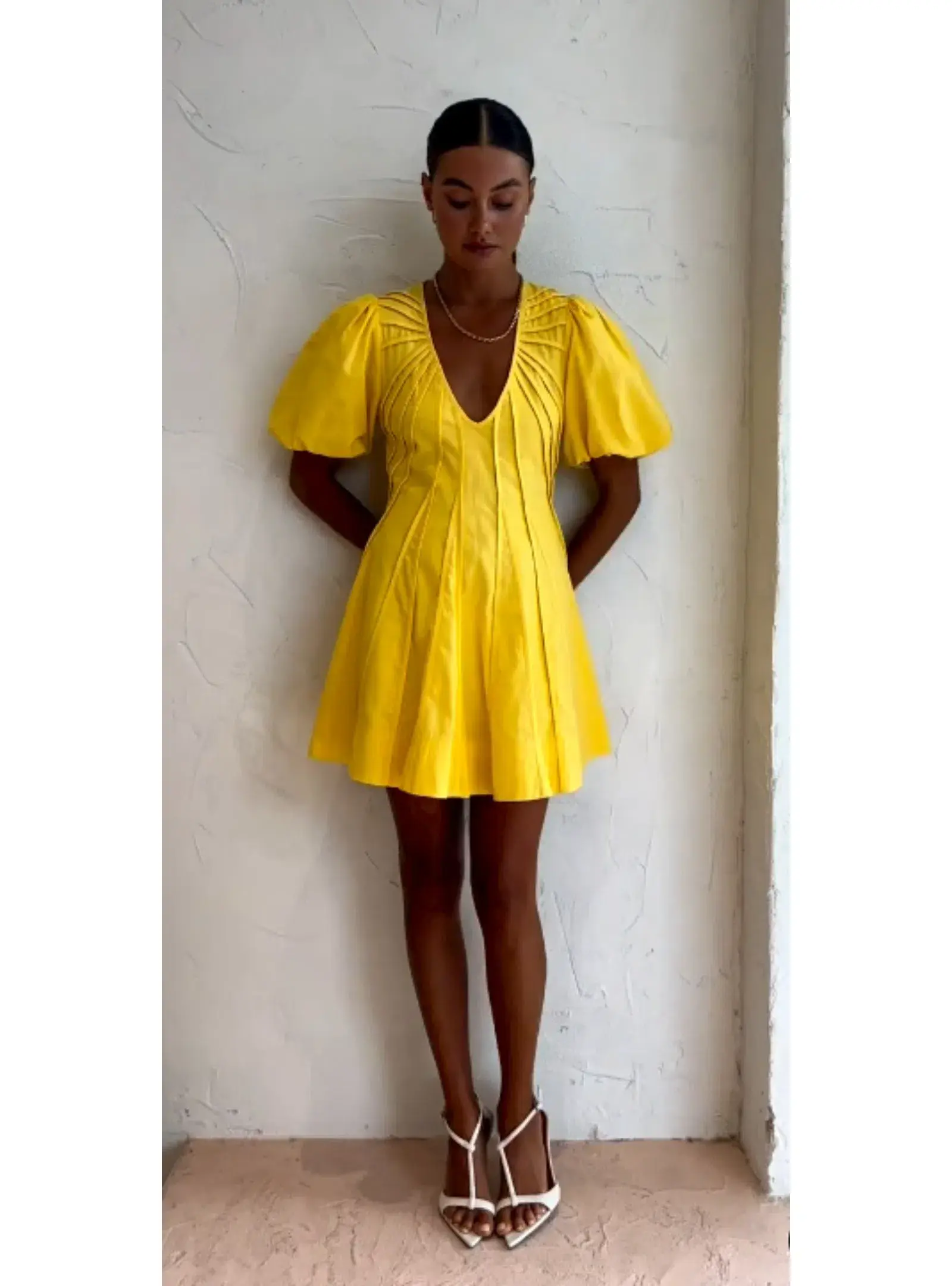 By Nicola Pineapple Mini Dress in Yellow Size AU 8 - Image 2